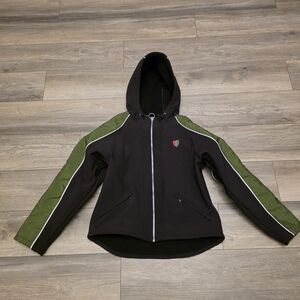 Corazzo Motorcycle Jacket Woman Large Armored Black Green Reflective Made USA